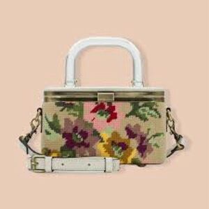 Patricia Nash Limited Needlepoint Multicolor Floral Crossbody Box Bag
